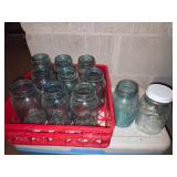 BALL Brand Blue color jars and 1 Clear Jar with lid- 11 pieces total