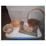 Assortment of wooden baskets with Wood Stack Home decor piece