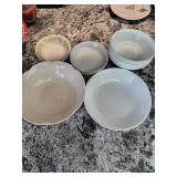 2 small vintage bowls and few other white bowls