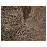 3 vintage crystal diamond pattern glassware