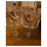 Vintage Pheasant glass cups
