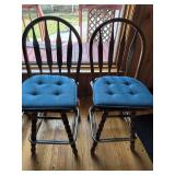Vintage Wooden Bar Stools with Swivel- Set of 4