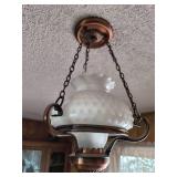 VINTAGE Milk Glass Hobnail ceiling light fixture with brass frame