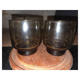 VINTAGE Wood Charcuterie board with Glass dome and 3 glasses