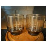 VINTAGE Wood Charcuterie board with Glass dome and 3 glasses