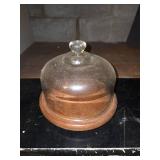 VINTAGE Wood Charcuterie board with Glass dome and 3 glasses