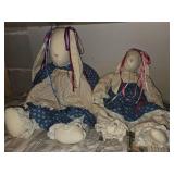 VINTAGE Mama and Baby Cloth Rabbit Dolls