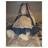 VINTAGE Mama and Baby Cloth Rabbit Dolls
