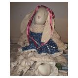 VINTAGE Mama and Baby Cloth Rabbit Dolls