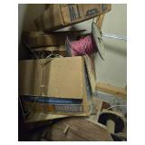Wooden Cable Dispenser with boxes of cables