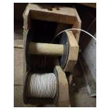 Wooden Cable Dispenser with boxes of cables