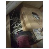 Wooden Cable Dispenser with boxes of cables