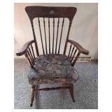 VINTAGE wooden rocking chair with built in cushion