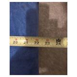 Vintage wooden footrest with blue cushioned top