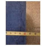 Vintage wooden footrest with blue cushioned top