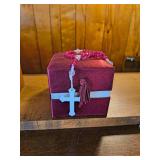 Burgandy Keepsake box with Rosary
