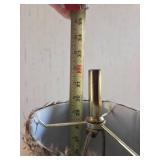 Vintage Brass lamp with Feather rimmed lamp shade