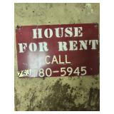 Vintage Metal For Rent Sign