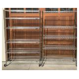 Two Chrome Wire Shelf Systems with Wheels - NSF Shelf Tech