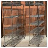 Two Chrome Wire Shelf Systems with Wheels - NSF Shelf Tech