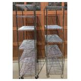 Two Chrome Wire Shelf Systems with Wheels - NSF Shelf Tech