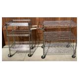Two Chrome Wire Basket/Shelf Push Carts-NSF Shelf Tech Pro System