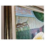 Framed Oil Painting on Canvas- Chinese Women with Parasol