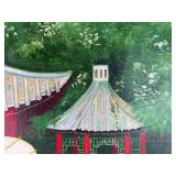 Framed Oil Painting on Canvas- Chinese Women with Parasol