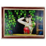 Framed Oil Painting on Canvas- Chinese Lady in Dudou
