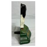 Cast Iron Wright Studios Cow Doorstop and Cast Iron Antique Sad Iron No 16