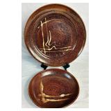 Matching Pair of Handmade Studio Pottery Serving Tray and Bowl