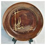 Matching Pair of Handmade Studio Pottery Serving Tray and Bowl