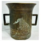 Antique Mortar & Pestle Heavy Solid Brass Apothecary  Bowl