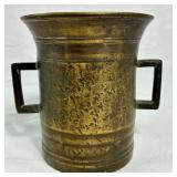 Antique Mortar & Pestle Heavy Solid Brass Apothecary  Bowl