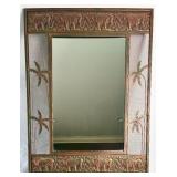 Stamped Copper Elephant and Palm Trees Mirror