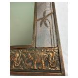 Stamped Copper Elephant and Palm Trees Mirror