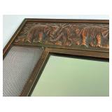 Stamped Copper Elephant and Palm Trees Mirror
