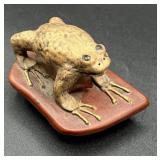 Vintage Chinese Red Clay Lotus Toad Teapot