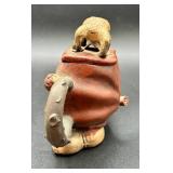 Vintage Chinese Red Clay Lotus Toad Teapot