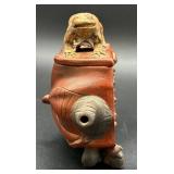 Vintage Chinese Red Clay Lotus Toad Teapot