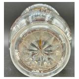 Vintage Bohemian Amber Cut to Clear Crystal Vase Etched Floral Vase