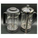 Coffee Collection - Two French Coffee Presses and Blown Glass Irish Coffee Mugs & Creamer