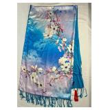 Story of Shanghai 100% Silk Cherry Blossom Print Shawl and Roses Scarf