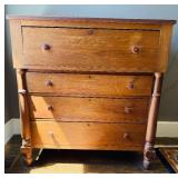 Antique Cherry 4 Drawer Wood Dresser
