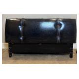 Vintage Style Dark Brown Ottoman Storage Entry Bench with Faux Leather and Buckles plus Metal & Wood Hall Coat Rack