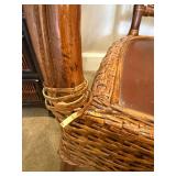Bamboo and Wicker 3 Drawer Side Table  with Wicker Rocking Chair