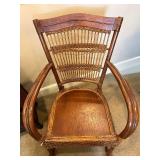 Bamboo and Wicker 3 Drawer Side Table  with Wicker Rocking Chair