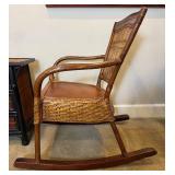 Bamboo and Wicker 3 Drawer Side Table  with Wicker Rocking Chair