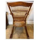 Bamboo and Wicker 3 Drawer Side Table  with Wicker Rocking Chair