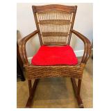 Bamboo and Wicker 3 Drawer Side Table  with Wicker Rocking Chair